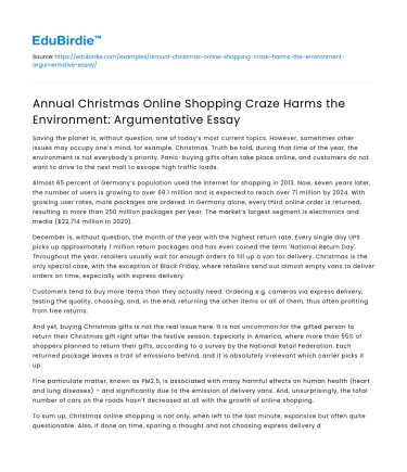 Impact of Christmas Online Shopping on Environment