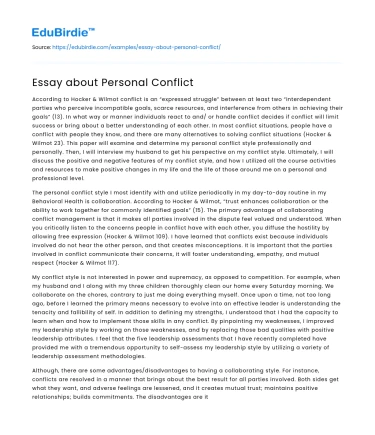 Essay about Personal Conflict