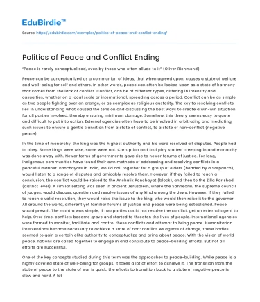 Politics of Peace and Conflict Ending