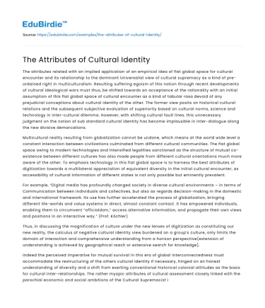 The Attributes of Cultural Identity