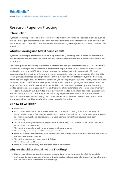 Research Paper on Fracking