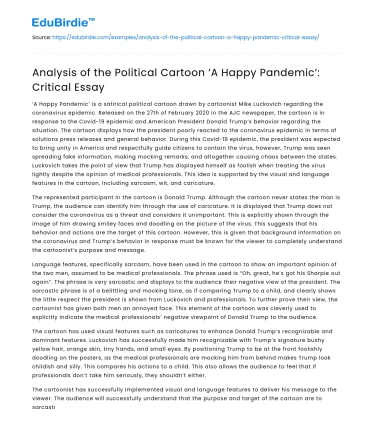 Analysis of the Political Cartoon ‘A Happy Pandemic’: Critical Essay