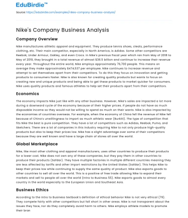 Nike’s Company Business Analysis