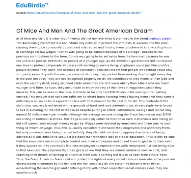 Of Mice And Men And The Great American Dream