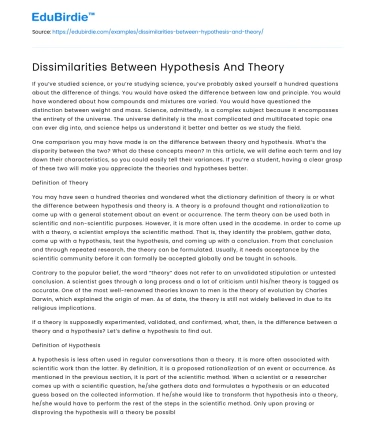 Dissimilarities Between Hypothesis And Theory