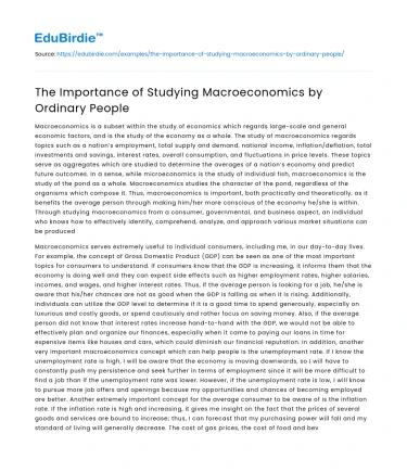 The Importance of Studying Macroeconomics by Ordinary People