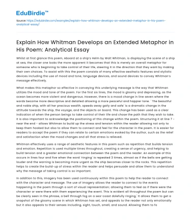 Whitman’s Extended Metaphor: An Analytical Essay