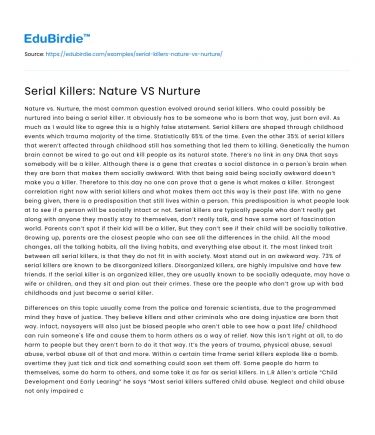 Serial Killers: Nature VS Nurture