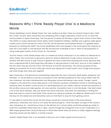 Reasons Why I Think ‘Ready Player One’ Is a Mediocre Movie