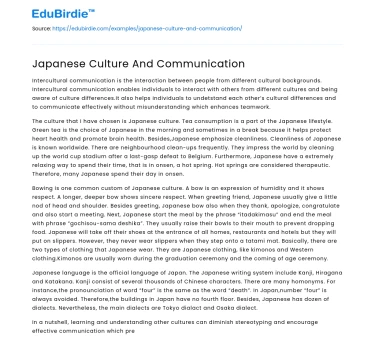 Japanese Culture And Communication