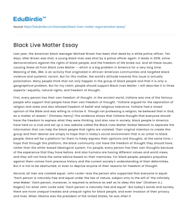Black Live Matter Essay