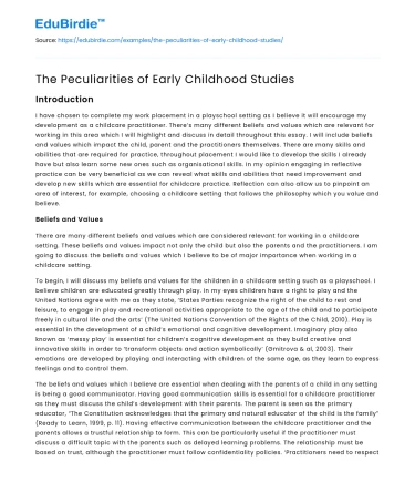 The Peculiarities of Early Childhood Studies