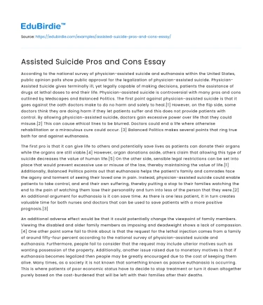 Assisted Suicide Pros and Cons Essay