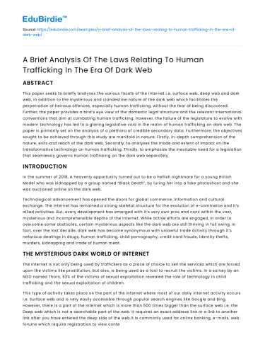 Laws on Human Trafficking in Dark Web Era