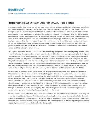 Importance Of DREAM Act For DACA Recipients