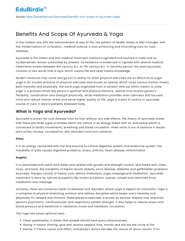Benefits And Scope Of Ayurveda & Yoga