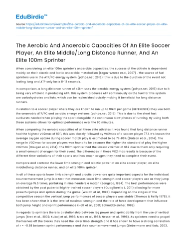 Comparing aerobic and anaerobic capacities in elite athletes