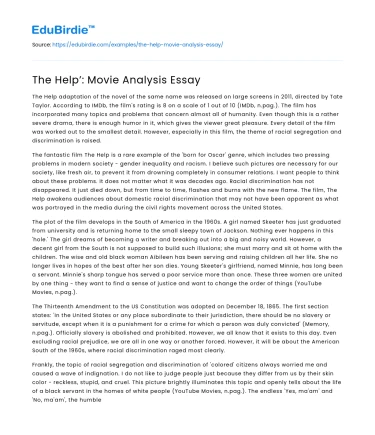 The Help’: Movie Analysis Essay