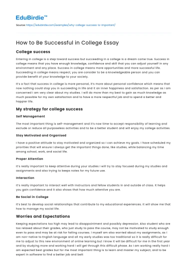 How to Be Successful in College Essay