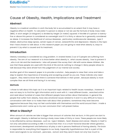 Obesity: Causes, Implications, and Solutions