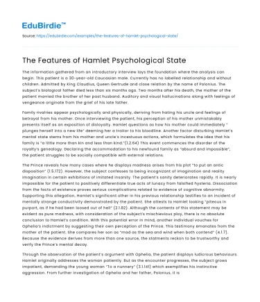The Features of Hamlet Psychological State