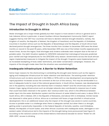 The Impact of Drought in South Africa Essay
