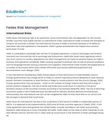 Fedex Risk Management
