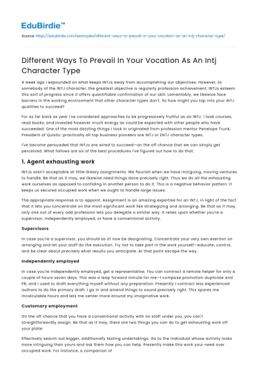 Different Ways To Prevail In Your Vocation As An Intj Character Type