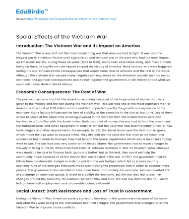 Social Effects of the Vietnam War