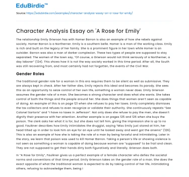 Character Analysis Essay on ‘A Rose for Emily’