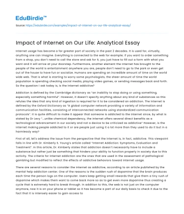 Impact of Internet on Our Life: Analytical Essay