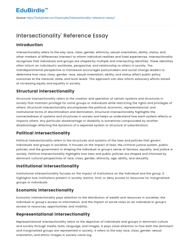 Intersectionality’ Reference Essay