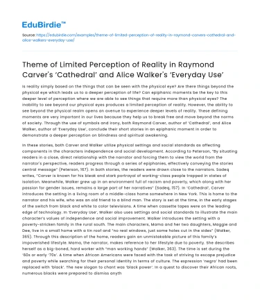 Perception of Reality in ‘Cathedral’ and ‘Everyday Use’