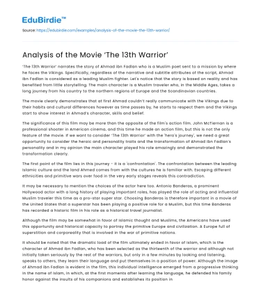 Analysis of the Movie ‘The 13th Warrior’