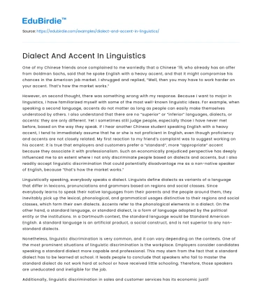 Dialect And Accent In Linguistics