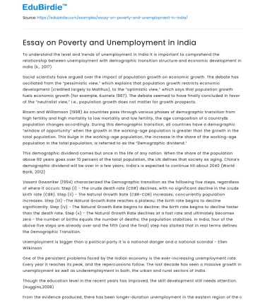 Essay on Poverty and Unemployment in India