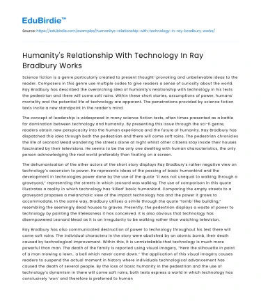 Humanity’s Relationship With Technology In Ray Bradbury Works