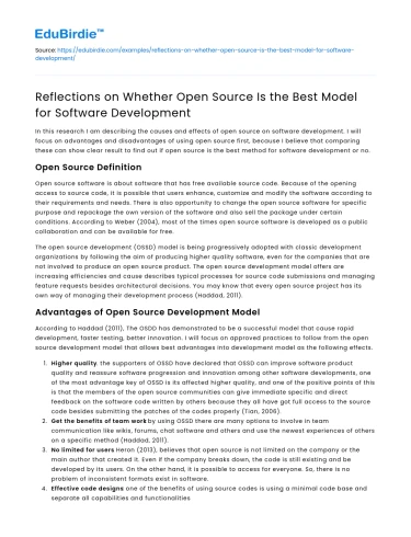 The Efficacy of Open Source Software Development