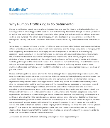 Why Human Trafficking Is So Detrimental