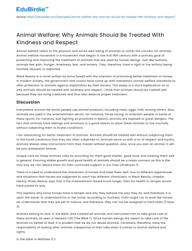 How to Treat Animals: Animal Welfare