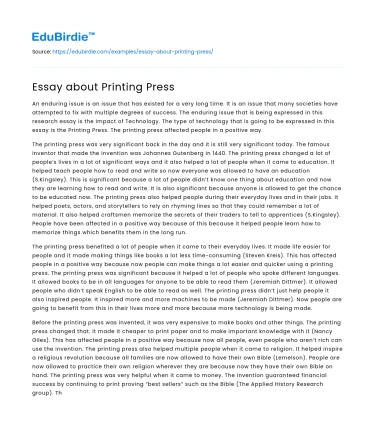 Essay about Printing Press