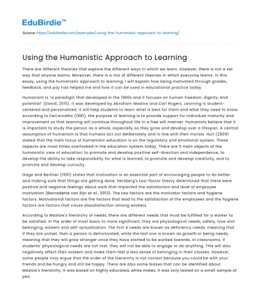 Using the Humanistic Approach to Learning