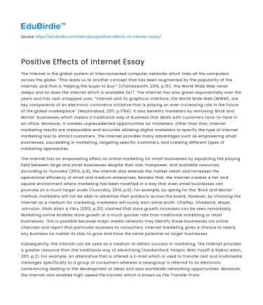 Positive Effects of Internet Essay
