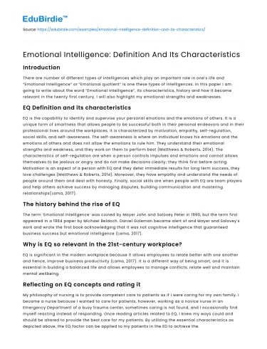 Emotional Intelligence: Definition And Its Characteristics