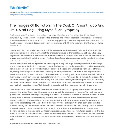 Narrator Images in The Cask of Amontillado & I’m a Mad Dog