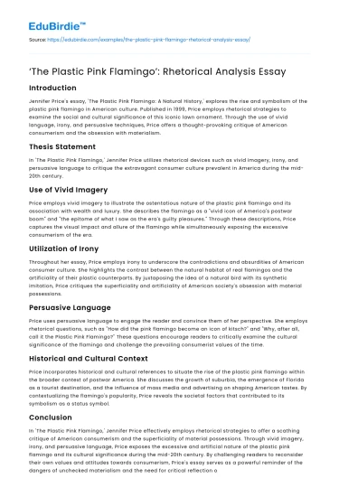 ‘The Plastic Pink Flamingo’: Rhetorical Analysis Essay