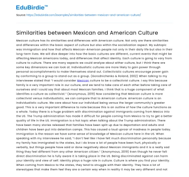 Similarities between Mexican and American Culture