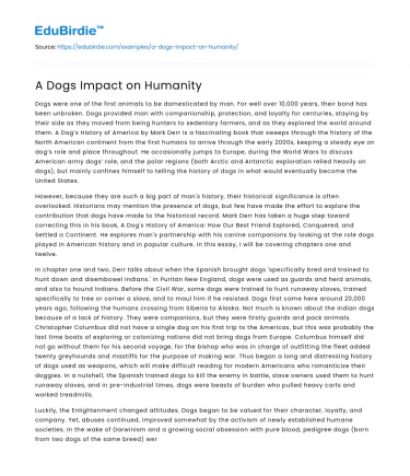A Dogs Impact on Humanity