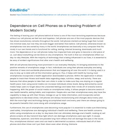 Dependence on Cell Phones as a Pressing Problem of Modern Society
