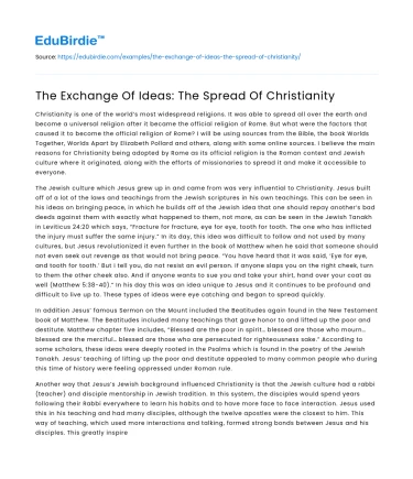 The Exchange Of Ideas: The Spread Of Christianity